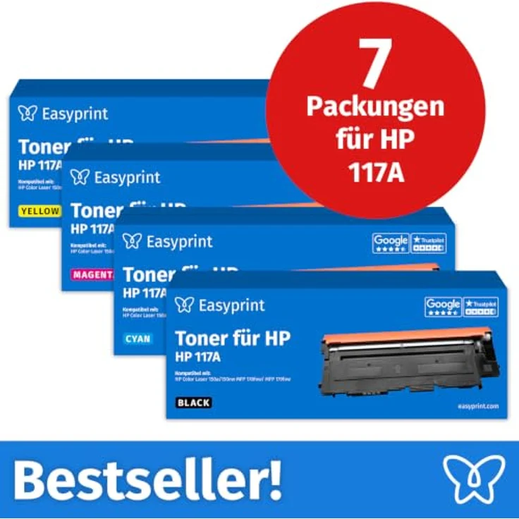 easyprint Toner Multipack für HP 117A (BK/C/M/Y), 7 Stück, kompatibel mit ColorLaser 150 und MFP-178 – Bild 2