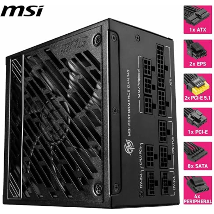 MSI MPG A1000GS PCIE5, 1000 W ATX 3.1 Netzteil mit zwei 12V-2x6-Anschlüssen für NVIDIA 50er-Serie, Schwarz – Bild 5