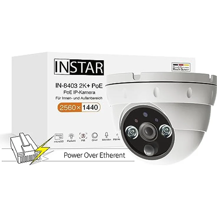 INSTAR IN-8403 2K+ PoE Weiss - LAN/PoE Überwachungskamera mit KI (AI) - IP Kamera - Power Over Ethernet - PIR - Nachtsicht - Verwendung im Innen- und Außenbereich - HomeKit - MQTT – Bild 1