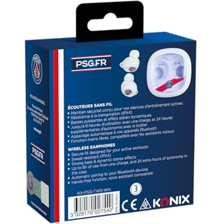 Konix PSG, Kabellose In-Ear Kopfhörer mit 15 Stunden Akkulaufzeit und IPX4 Schutz, Weiss – Bild 9