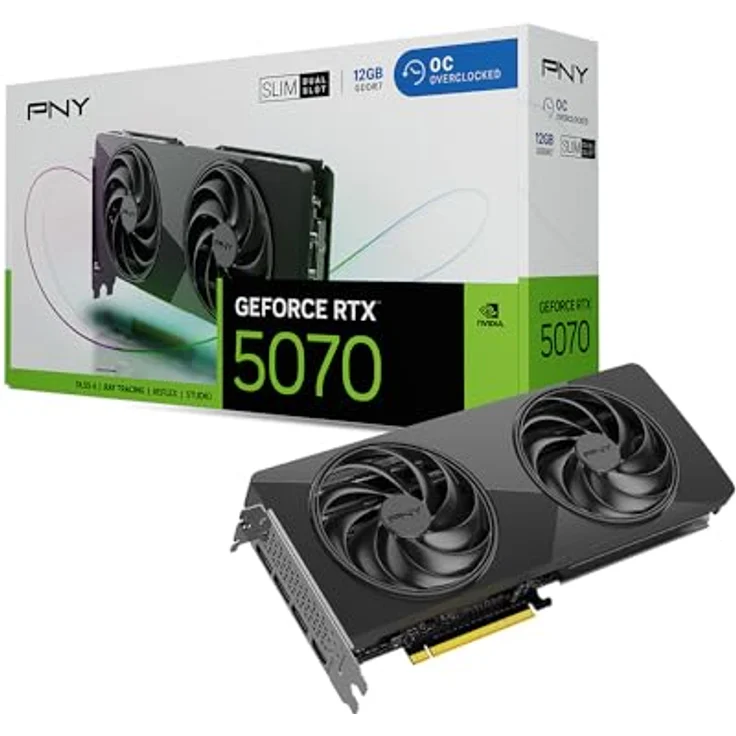 PNY NVIDIA GeForce RTX™ 5070 Slim Dual-Lüfter, Dual-Slot OC-Grafikkarte mit NVIDIA DLSS 4.5 und optimierter Kühlung – Bild 1