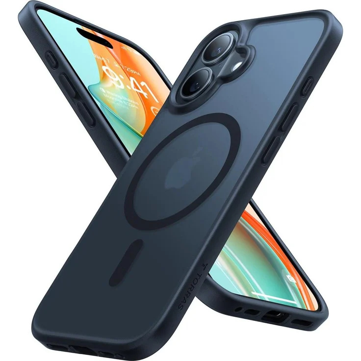 Torras Guardian MagSafe Hülle für Apple iPhone 16, Schwarz, 360° Airbag-Struktur, X-Shock-Technologie, stylisches Design