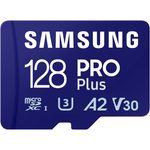 Samsung PRO Plus microSD Speicherkarte (MB-MD128SA/EU), 128 GB, UHS-I U3, Full HD & 4K UHD, 180 MB/s Lesen, 130 MB/s Schreiben, Karte für Smartphone, Drohne oder Konsole, inkl. SD-Adapter (2023)