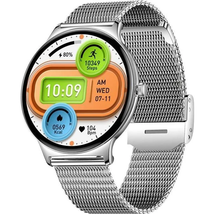 Colmi V89 Smartwatch, Gesundheits- und Aktivitätsmonitor mit AMOLED-Bildschirm, Stahl Silber