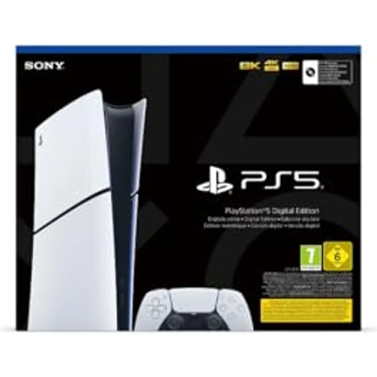 Sony PlayStation 5 Slim Digital-Edition (ohne Laufwerk), 1TB SSD, 4K & 8K Support, Dual-Color, inkl. Wireless Controller – Bild 1