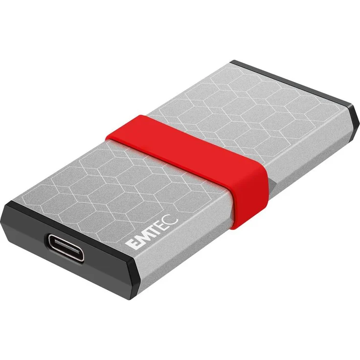 Emtec X205 Portable SSD 512GB, Externe SSD mit USB-C 3.2 Gen2, Silber, stoßfest und ultra kompakt