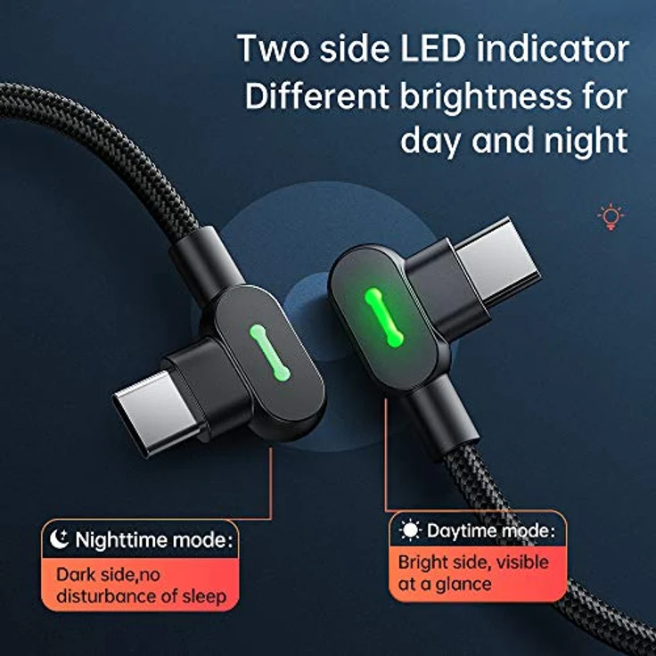 Mcdodo 90 Grad Button PD Kabel USB-C auf USB-C 2 Meter LED Datenkabel Ladekabel Typ-C Anschluss für Smartphone – Bild 4