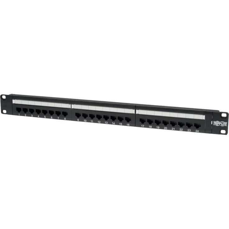 Eaton 24-Port 1U Rack-Mount Cat6/Cat5 Feedthrough Patch Panel RJ45 Ethernet TAA, Serverschrank, Schwarz