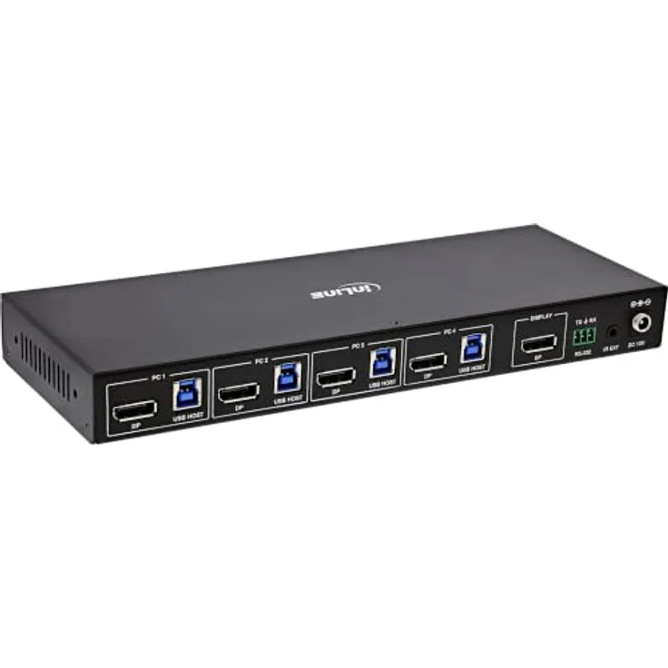InLine DisplayPort KVM Switch 4 Port, 4K 60 Hz, DP 1.4a, USB, RS232, Metallgehäuse – Bild 2