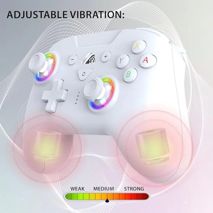 Subsonic Wireless Controller für Switch & Switch OLED, Bluetooth mit LED, Vibration, 6-Achsen-Gyro - Weiß – Bild 4