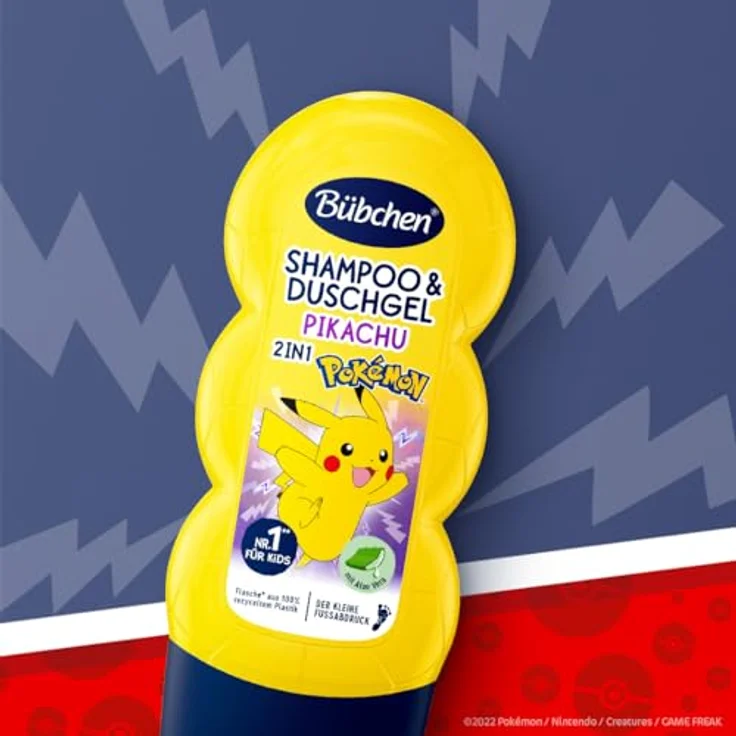 Bübchen Shampoo & Duschgel für Kinder, Pokémon Pikachu Edition, 230 ml, pH-hautneutral, vegan, ohne Mikroplastik und Silikone – Bild 3