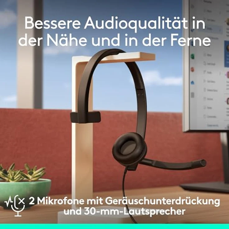Logitech H570e USB-Headset mit Mikrofon für PC und Mac, kabelgebundenes USB-A-Headset mit Geräuschunterdrückung, zertifiziert für Microsoft Teams, Schwarz – Bild 3
