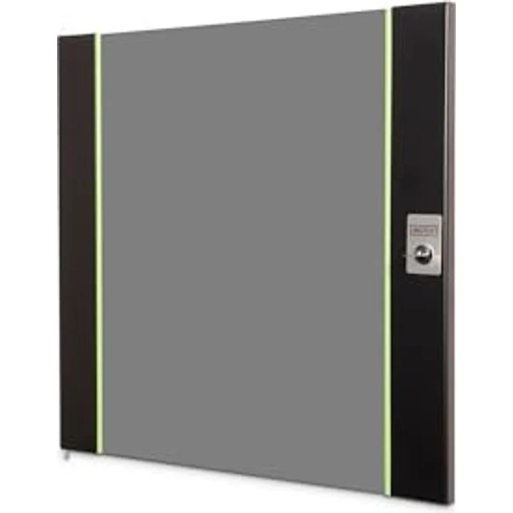 DIGITUS Glas-Ersatztür für Unique Netzwerkschrank, 12 HE, Sicherheitsglas mit Schloss und Schlüssel, Schwarz – Bild 1