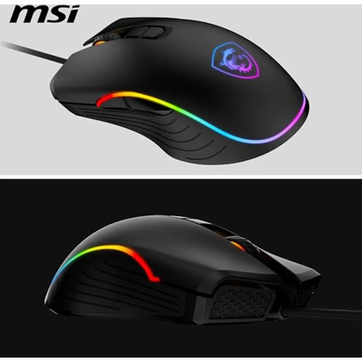 MSI Forge GM300 Gaming-Maus – 7200 DPI optischer Sensor, symmetrisch, 10 Mio. Klicks, 7 Tasten, 8 ms Latenz, RGB-LED, 118 g – kabelgebunden – Bild 4