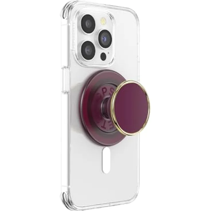 PopSockets PopGrip Round für MagSafe, Ausziehbarer Sockel mit Adapterring für nicht-MagSafe-Hüllen, Violett, Gold