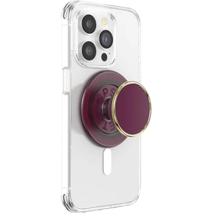 PopSockets PopGrip Round für MagSafe, Ausziehbarer Sockel mit Adapterring für nicht-MagSafe-Hüllen, Violett, Gold – Bild 1