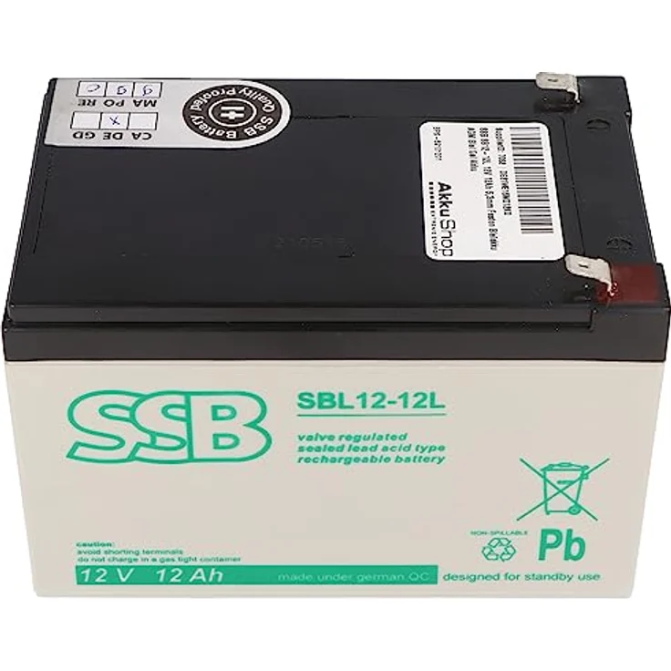 SSB SB12-12L 12V 12Ah AGM Bleiakku mit 6,3mm Faston-Anschluss, langlebig bis 9 Jahre, Standardanwendung – Bild 1