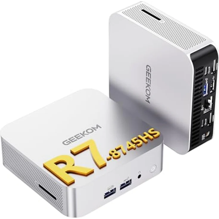 GEEKOM A8 Mini-PC mit AMD Ryzen 7 8745HS, 16GB DDR5, 1TB SSD, vorinstalliertem Windows 11 Pro, AMD Radeon 780M, 6x USB, 8K, für Homeoffice – Bild 1