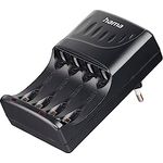 Akku Ladegerät, für AA und AAA (für 2 oder 4 wiederaufladbare NiMh AA oder AAA Akkus, Batterie Ladegerät, Abschaltautomatik, LED) schwarz