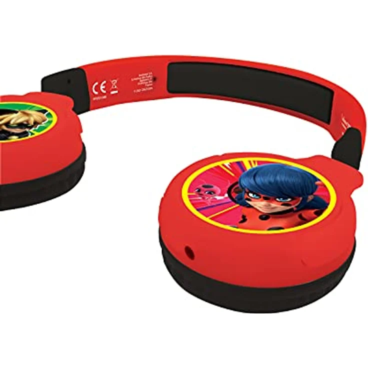 Lexibook Miraculous Ladybug Cat Noir, 2-in-1 Bluetooth- und Kabel-Kopfhörer, Stereo, schallt beim Kinderhörschutz auf 85 dB begrenzt, wiederaufladbar, rot/schwarz, HPBT010MI – Bild 2