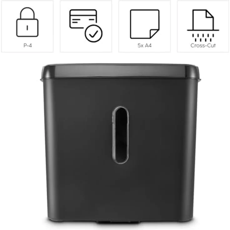 Hama Safe X50, Aktenvernichter mit Kreuzschneid-Technologie, 22 cm, 4 x 39 mm, 11 l, 65 dB, schwarz, versandkostenfrei – Bild 2