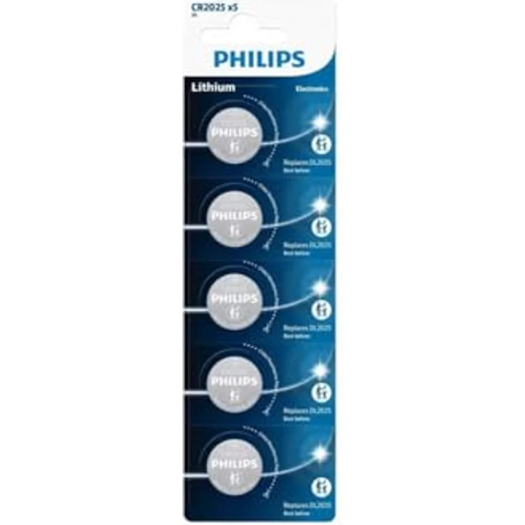 Philips CR2025 Knopfzelle, Lithium-Batterie 5 Stück, Schwarz, 3 Volt – Bild 1