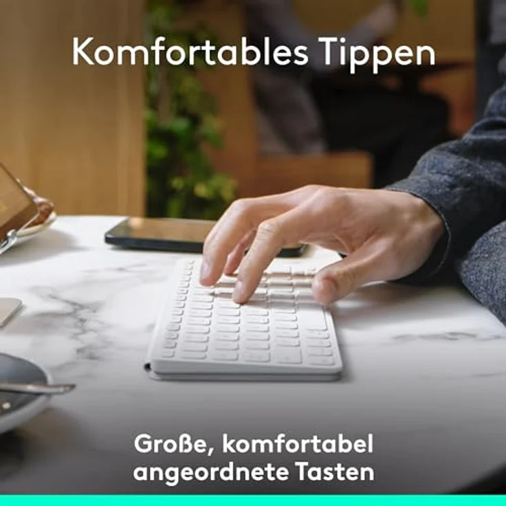 Logitech Keys-To-Go 2, mobile kabellose Tastatur für iPad mit integriertem Schutzcover, schlanke und kompakte, DEU QWERTZ-Layout - Hellgrau – Bild 4