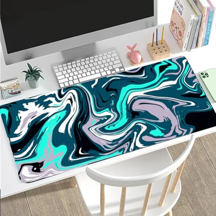 Rcege Großer Gaming-Mauspad, 60 x 30 cm, genähte Kanten, nicht rutschende Unterlage, wasserresistent, Schreibtischmatte für Tastatur und Maus – Bild 3