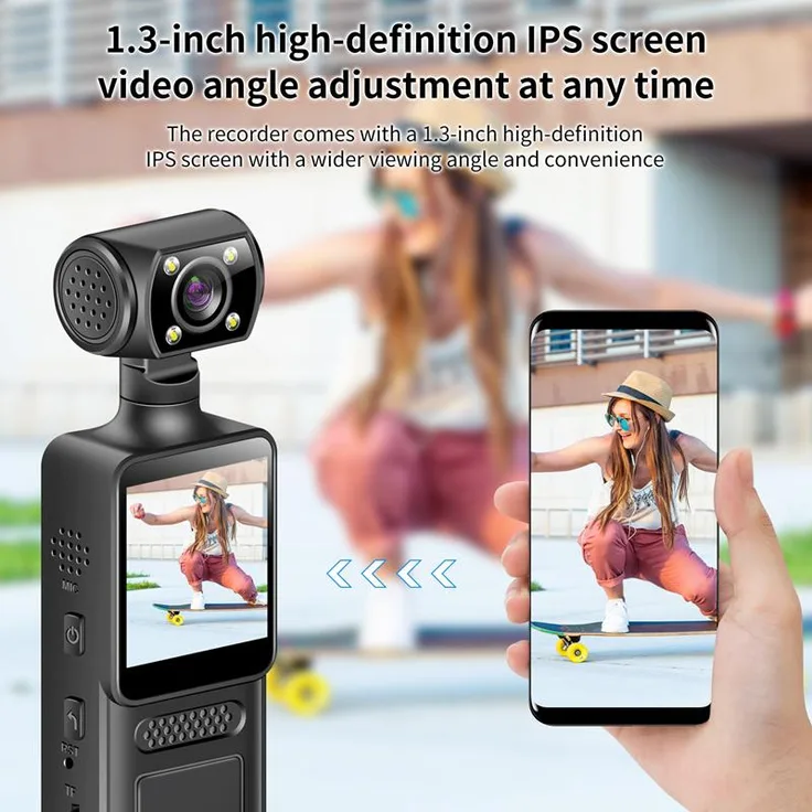 Exlene ZC-M12, 4K Ultra HD Action-Minikamera mit 180° drehbarem Objektiv, WLAN, Infrarot-Nachtsicht und Bewegungserkennung