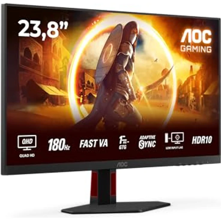 AOC Gaming Q24G4RE, 24 Zoll Quad HD Monitor mit 180 Hz, 1 ms Reaktionszeit, G-Sync kompatibel, HDR10, schwarz-rot – Bild 1