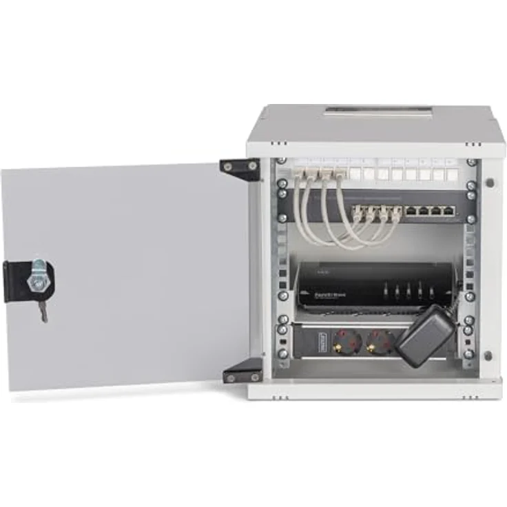 Digitus 10" Netzwerk-Set SOHO PRO, 6HE Wandgehäuse mit Zubehör, Serverschrank, Grau – Bild 3
