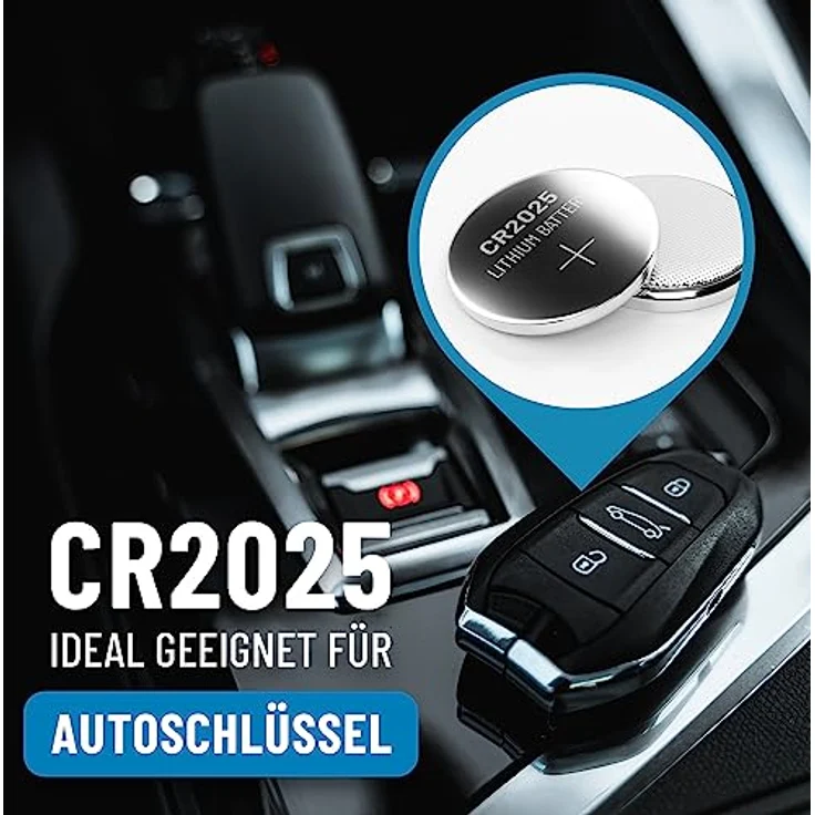 ABSINA Knopfzellen CR2025 5er Pack - Auslaufsicher & Langlebige 3V Lithium Knopfzelle, Batterien - ABSINA CR 2025, weiß – Bild 2