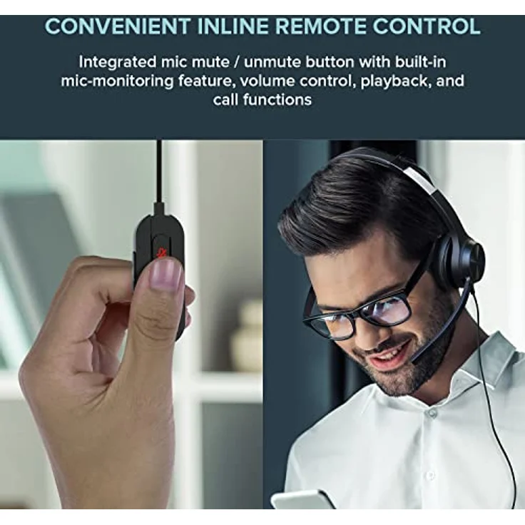 CREATIVE Chat USB On-Ear Wired Headset mit Flip-to-Mute Noise Cancelling-Mikrofon, SmartComms-Kit, Inline-Steuerung für PC/Mac/Laptop, Schwarz – Bild 5
