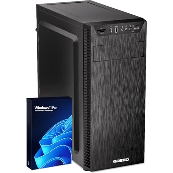 Greed Multimedia 7 - Schneller PC mit Intel Core i7, 16GB RAM, 240GB SSD + 1TB HDD, WLAN, Win11 Pro - Leiser Computer für Büro & Home Office, Silber – Bild 1