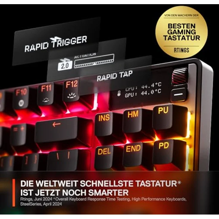 SteelSeries Apex Pro TKL Wireless Gen 3 - HyperMagnetic Gaming-Tastatur - OmniPoint 3.0 Switches - Anpassbares Ansprechverhalten - Sofort einsetzbare Presets - Rapid Tap/SOCD - OLED - US QWERTY Layout – Bild 2