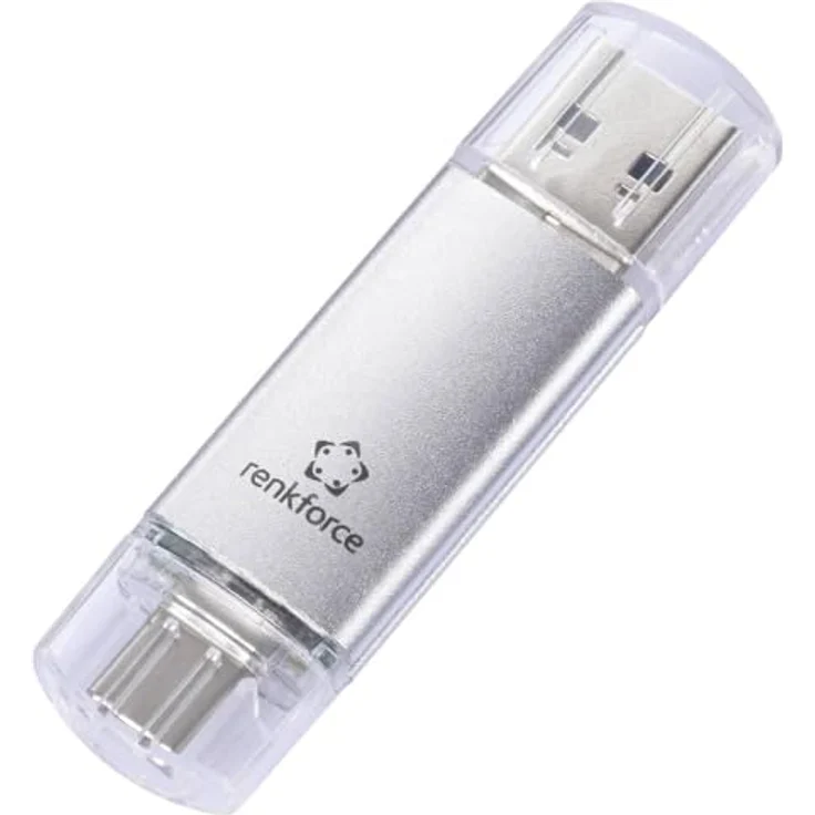 Renkforce RF-USBOS-220 USB-Stick 32 GB Silber mit USB-A und USB-C Anschlüssen zur Datenübertragung zwischen PC, Mac, Tablet und Smartphone – Bild 2