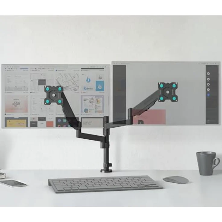 ONKRON G140-B Monitor-Halterung für 2 Monitore 13-32 Zoll, neigbar, schwenkbar, drehbar, Gasdruckfeder, VESA 75x75-100x100, Kabelmanagement, bis 8 kg pro Arm – Bild 8