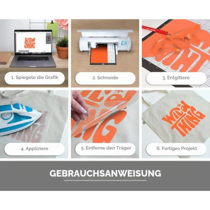 Siser Transferfolie, PVC-frei für Cad-Cut Anwendungen, Schnittbreite 30 cm, orange, hohe Waschbeständigkeit – Bild 3