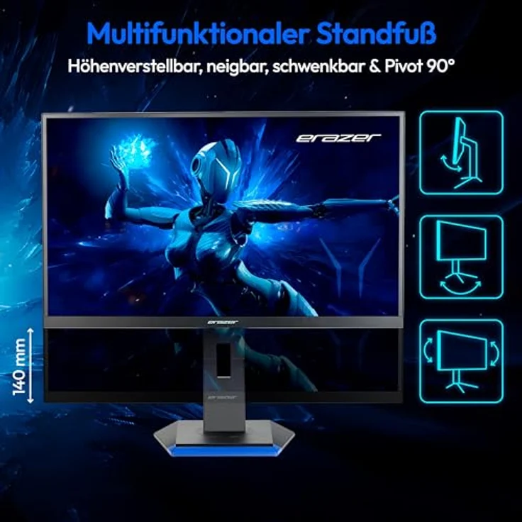 ERAZER Spectator X40 (MD 21727) 68,6 cm (27 Zoll) QHD HDR10 Gaming Monitor (180Hz, 1440p, Adaptive Sync, 16:9, 1ms, HDMI, Display Port) in Schwarz – Bild 4