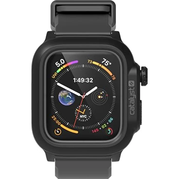 Catalyst wasserdichte Hülle für Apple Watch 44mm (SE/6/5/4), Schwarz/Grau, hypoallergenes Silikon, stoßfest, fallfest – Bild 1