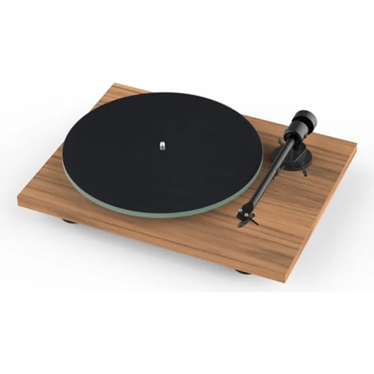 Pro-Ject T1 Evo Plattenspieler, Nussbaum satiniert, mit Ortofon OM 10 Patrone und CNC-gefrästem Sockel – Bild 2