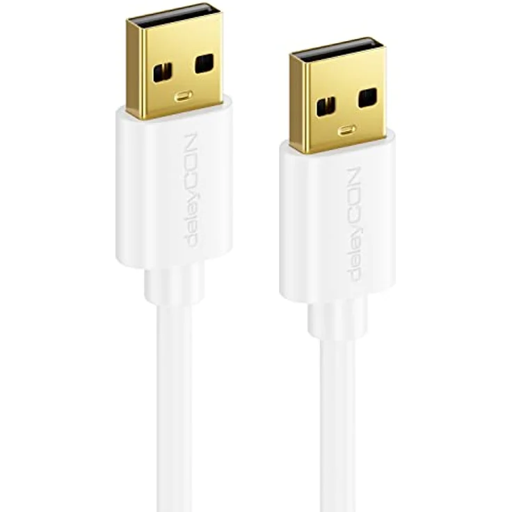 deleyCON 5m USB 2.0 A-Stecker auf A-Stecker Kabel, hochwertige Schirmung, bis zu 480 Mbps, Weiß – Bild 4