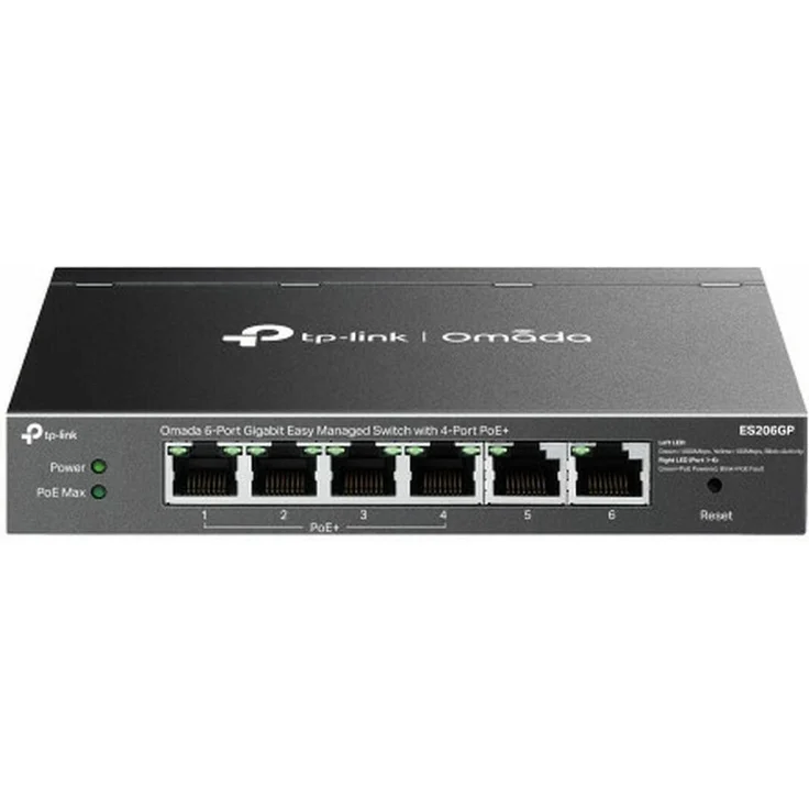 TP-Link Omada ES206GP, 6-Port Gigabit Netzwerk Switch mit PoE+ Funktionen, Schwarz – Bild 1