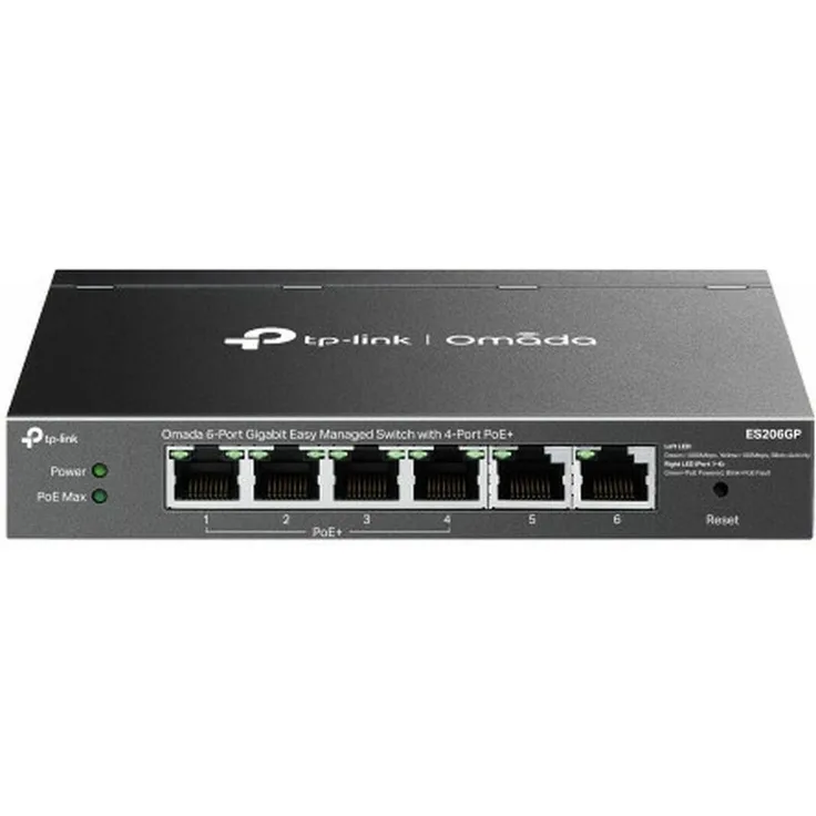 TP-Link Omada ES206GP, 6-Port Gigabit Netzwerk Switch mit PoE+ Funktionen, Schwarz