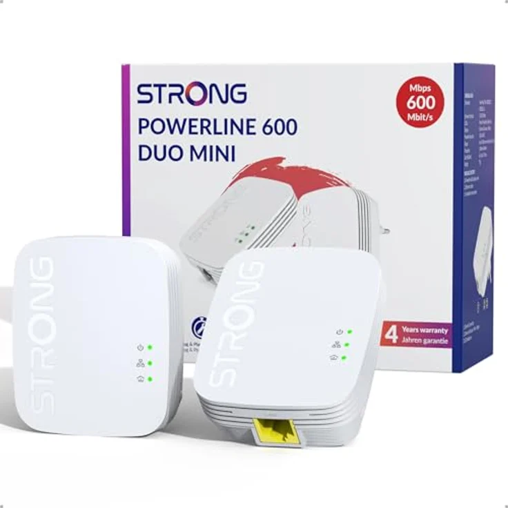 STRONG Powerline 600 Duo Mini WLAN-Repeater, durchsichtiger PowerLAN-Adapter mit EU Plug 220V, Plug-and-Play Installation für stabiles Internet – Bild 1