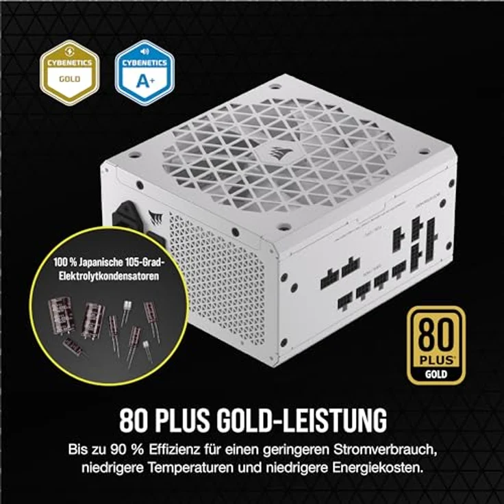 Corsair RM750x Shift Vollmodulares ATX-Netzteil - Modulare Seitenschnittstelle - ATX 3.0- & PCIe 5.0-kompatibel - Null-Drehzahl-Lüftermodus - 105°C-Kondensatoren - 80 Plus Gold-Effizienz - Weiß – Bild 4