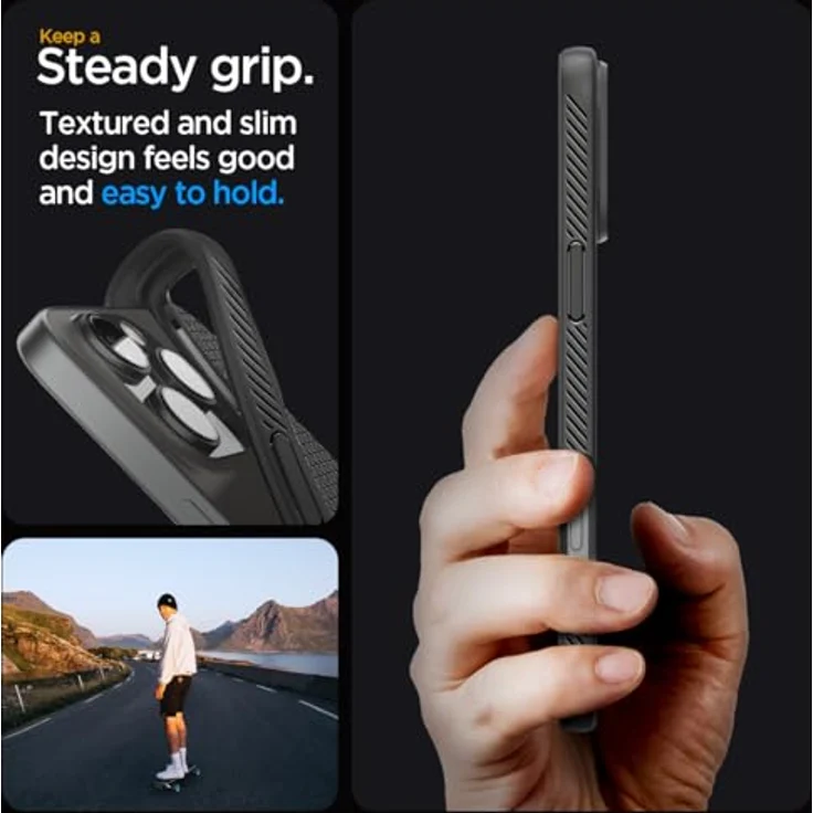 Spigen iPhone 16 Pro Hülle [rutschfest] Liquid Air Case - Matte Black – Bild 4