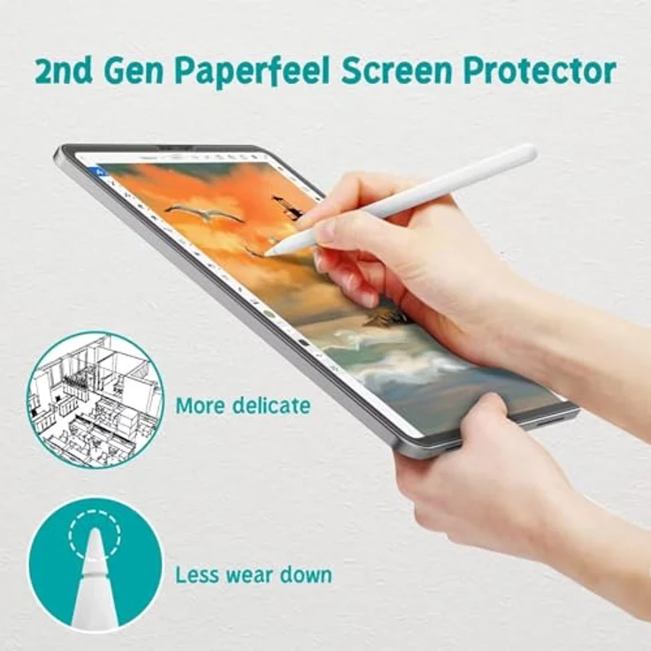 PAPERFEEL Paperfeel Displayschutzfolie für iPad Pro 11 Zoll M5 M4 (2025, 2024) - Matt, Anti-Fingerabdruck, Blendfrei, 2er Pack – Bild 5