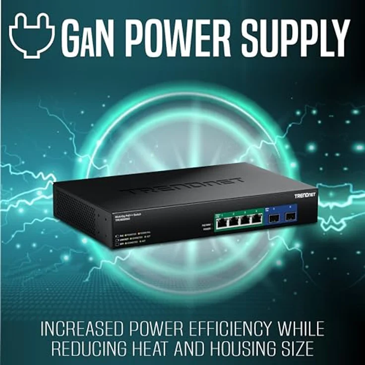 Trendnet 6-Port 2.5G GaN Power PoE++ Switch, unmanaged Netzwerk-Switch mit 240 Watt Gesamtleistung, schwarz – Bild 2