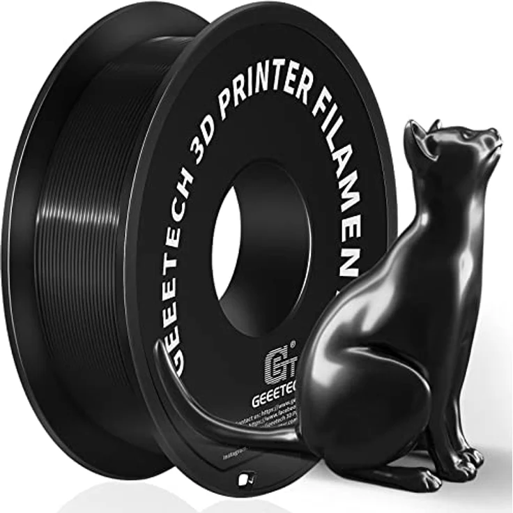 GEEETECH PLA Filament 1,75mm Silk Schwarz, 3D Filament mit hoher Präzision und verbesserter Haltbarkeit, 1kg Spule – Bild 1
